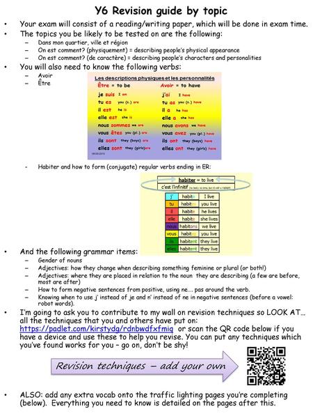 Y6 Revision guide by topic