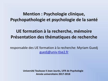 Université Toulouse II Jean Jaurès, UFR de Psychologie