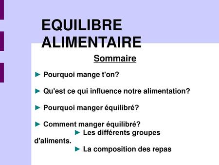 EQUILIBRE ALIMENTAIRE