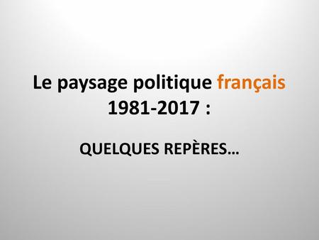 Le paysage politique français :