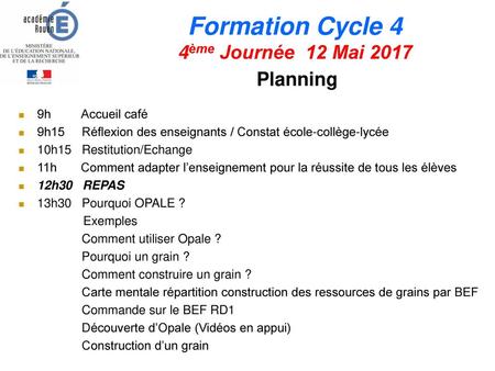 Formation Cycle 4 4ème Journée 12 Mai 2017