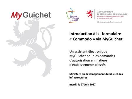 Introduction à l’e-formulaire « Commodo » via MyGuichet