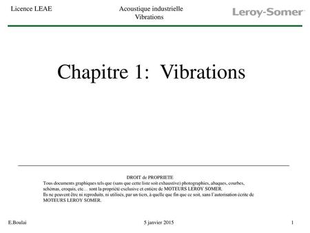 Chapitre 1: Vibrations DROIT de PROPRIETE