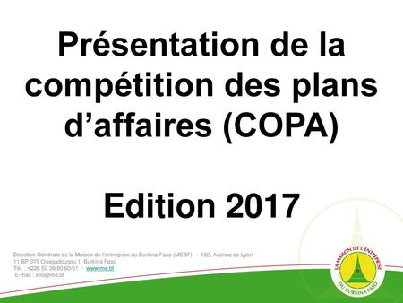 Présentation de la compétition des plans d’affaires (COPA)