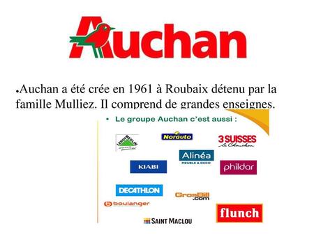 Auchan a été crée en 1961 à Roubaix détenu par la famille Mulliez