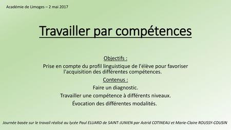 Travailler par compétences