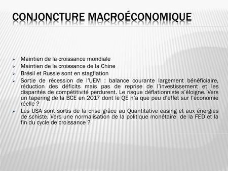 Conjoncture macroéconomique