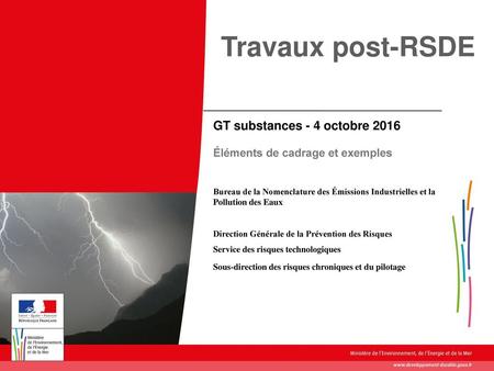 Travaux post-RSDE GT substances - 4 octobre 2016