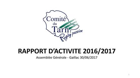 RAPPORT D’ACTIVITE 2016/2017 Assemblée Générale - Gaillac 30/06/2017