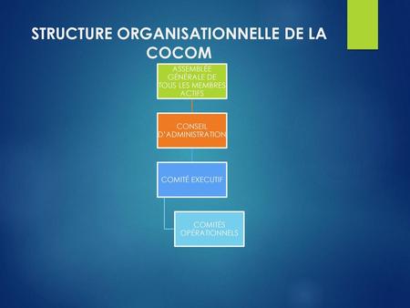 STRUCTURE ORGANISATIONNELLE DE LA COCOM