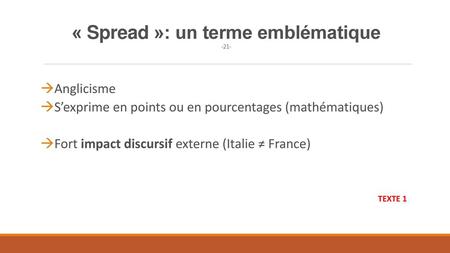 « Spread »: un terme emblématique -21-