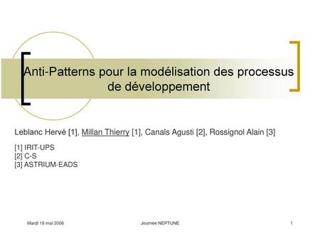 Anti-Patterns pour la modélisation des processus de développement