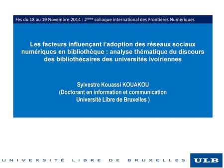 Les facteurs influençant l’adoption des réseaux sociaux numériques en bibliothèque : analyse thématique du discours des bibliothécaires des universités.