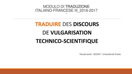 MODULO DI TRADUZIONE ITALIANO-FRANCESE III_
