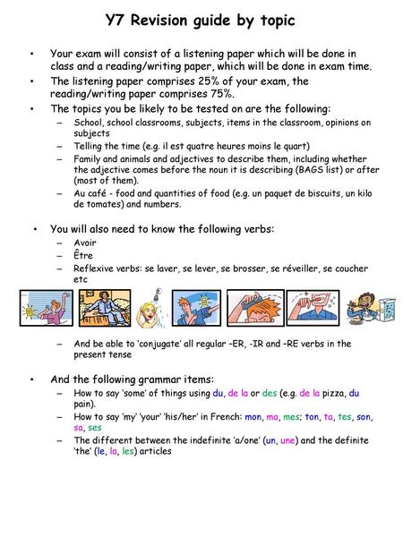 Y7 Revision guide by topic