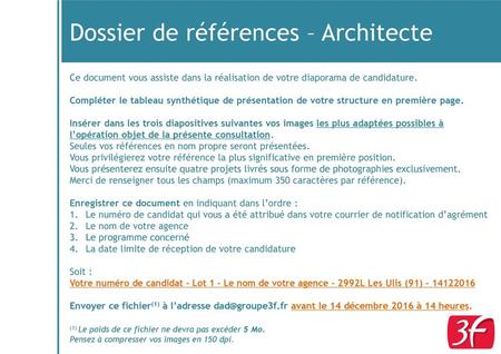Dossier de références – Architecte
