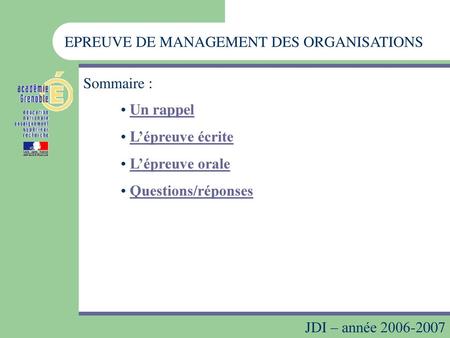 EPREUVE DE MANAGEMENT DES ORGANISATIONS