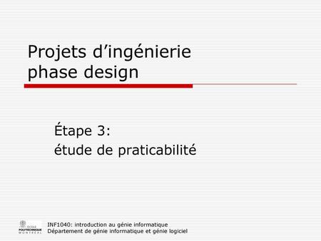 Projets d’ingénierie phase design
