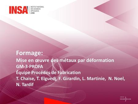 Formage: Mise en œuvre des métaux par déformation GM-3-PROFA