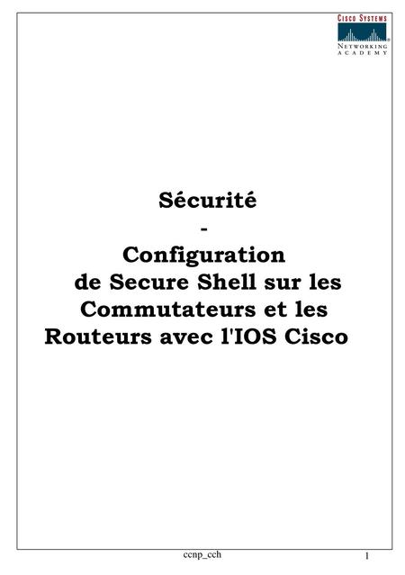 Sécurité - Configuration de Secure Shell sur les Commutateurs et les Routeurs avec l'IOS Cisco ccnp_cch.