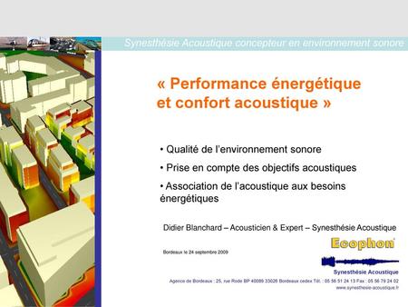 « Performance énergétique et confort acoustique »