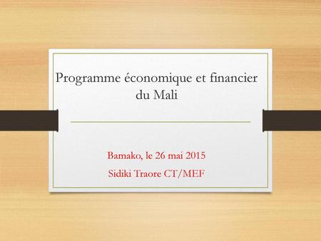 Programme économique et financier du Mali