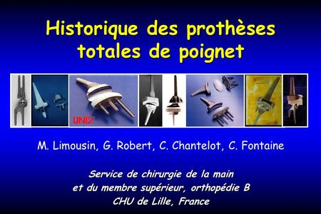 Historique des prothèses totales de poignet