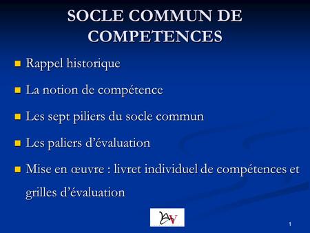 SOCLE COMMUN DE COMPETENCES