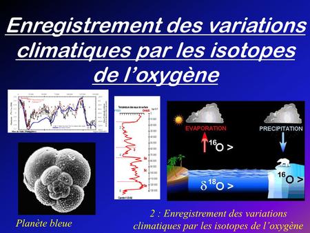 Enregistrement des variations climatiques par les isotopes de l’oxygène Planète bleue.