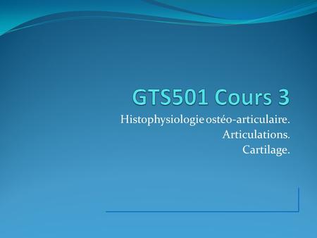 Histophysiologie ostéo-articulaire. Articulations. Cartilage.