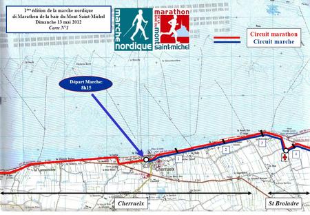 1 ère édition de la marche nordique di Marathon de la baie du Mont Saint-Michel Dimanche 13 mai 2012 Carte N°1 CherrueixSt Broladre Circuit marathon Circuit.