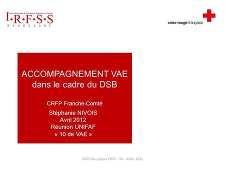ACCOMPAGNEMENT VAE dans le cadre du DSB CRFP Franche-Comté …