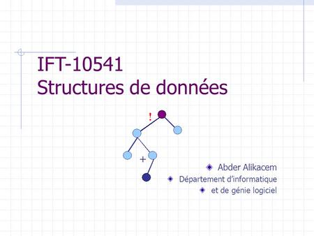 IFT-10541 Structures de données Abder Alikacem Département dinformatique et de génie logiciel.