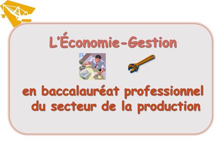 Le programme. L’Économie-Gestion en baccalauréat professionnel du secteur de la production.
