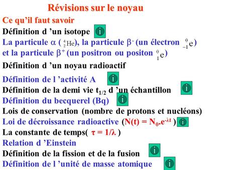 Révisions sur le noyau Ce qu’il faut savoir Définition d ’un isotope