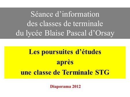 Les poursuites d’études une classe de Terminale STG