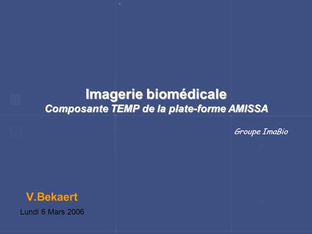 Imagerie biomédicale Composante TEMP de la plate-forme AMISSA