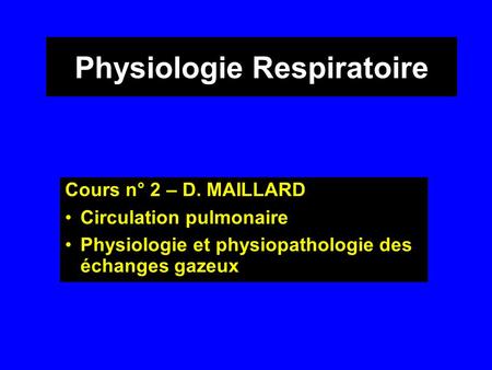 Physiologie Respiratoire