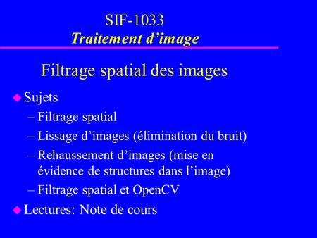 SIF-1033 Traitement d’image