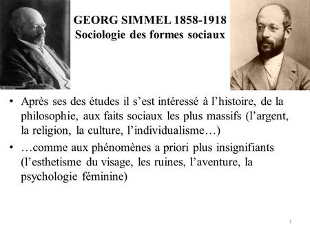 GEORG SIMMEL Sociologie des formes sociaux