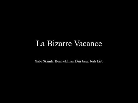 La Bizarre Vacance Gabe Skamla, Ben Feldman, Dan Jang, Josh Lieb.