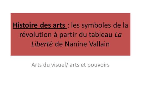 Arts du visuel/ arts et pouvoirs