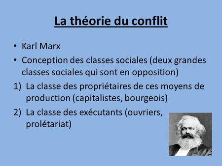 La théorie du conflit Karl Marx