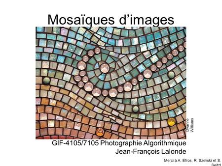 Mosaïques d’images GIF-4105/7105 Photographie Algorithmique