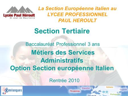 La Section Européenne italien au LYCEE PROFESSIONNEL PAUL HEROULT