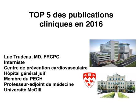 TOP 5 des publications cliniques en 2016