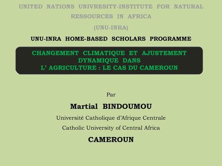 Martial BINDOUMOU CAMEROUN