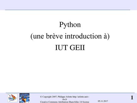 Python (une brève introduction à) IUT GEII