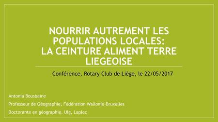 Conférence, Rotary Club de Liège, le 22/05/2017