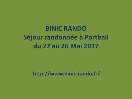 BINIC RANDO Séjour randonnée à Portbail du 22 au 26 Mai 2017